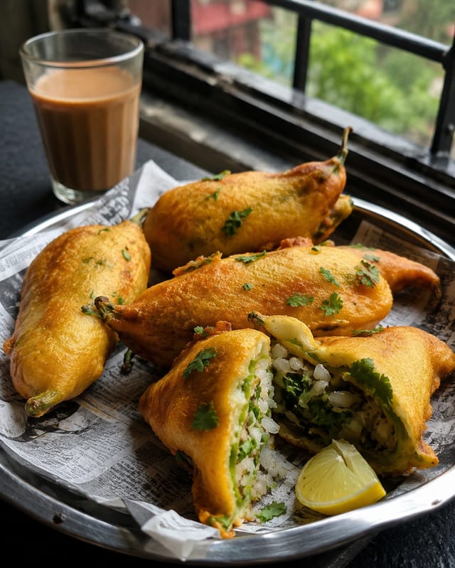 Mirchi bajji recipe for rainy evenings.